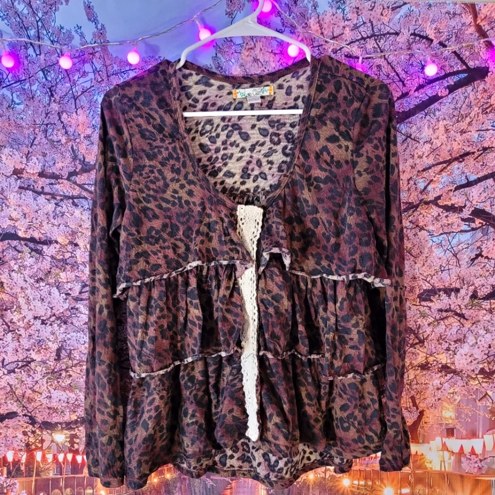 Colorful, Leopard Print Babydoll Top - Picture 1 of 9